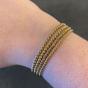 Gold Stacking Bracelet, 14K Gold Filled Bead Bracelet